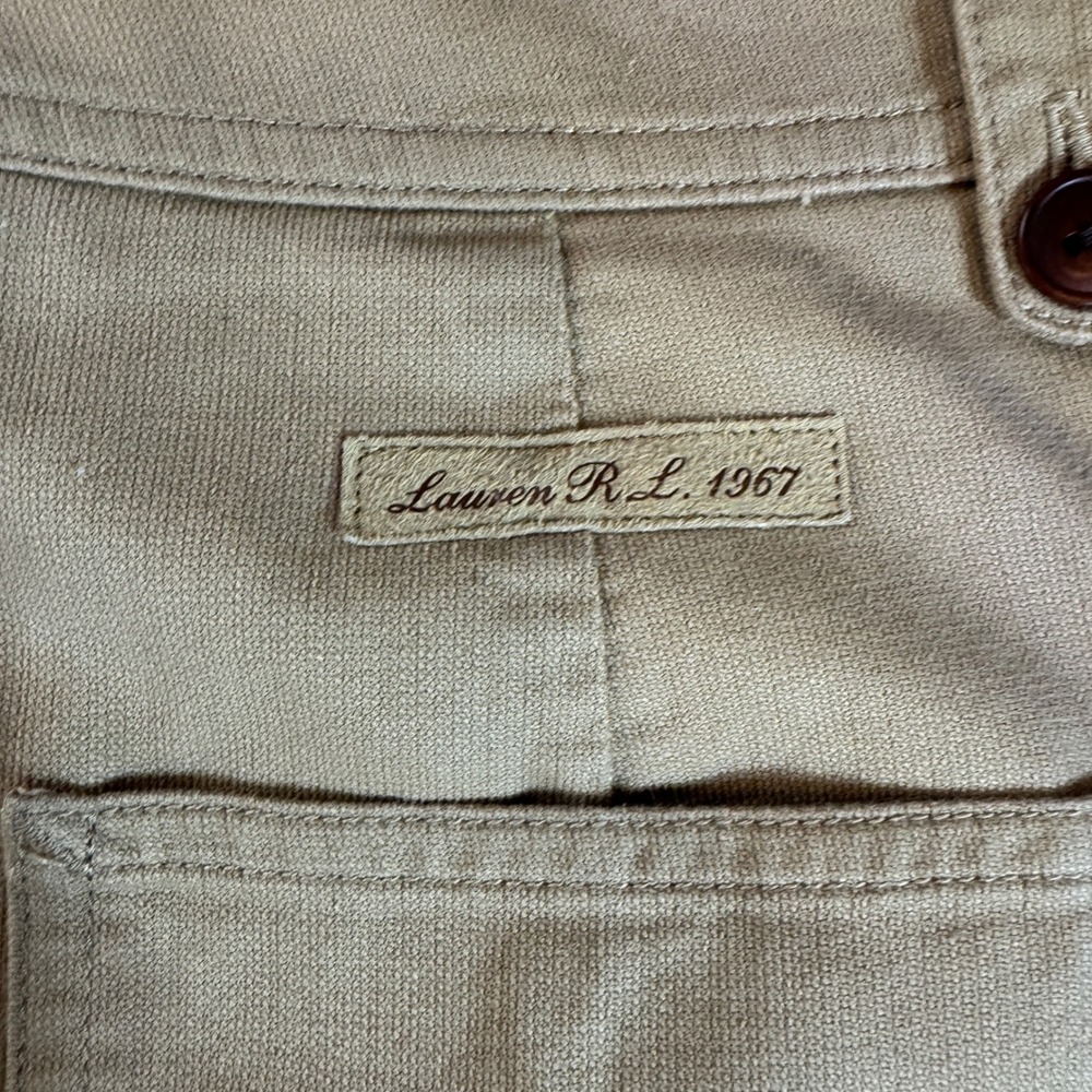 Y2K Lauren Ralph Lauren Tan‎ Khaki Wide Leg Utility Pants Women's Size 14 Boho - Picture 9 of 9